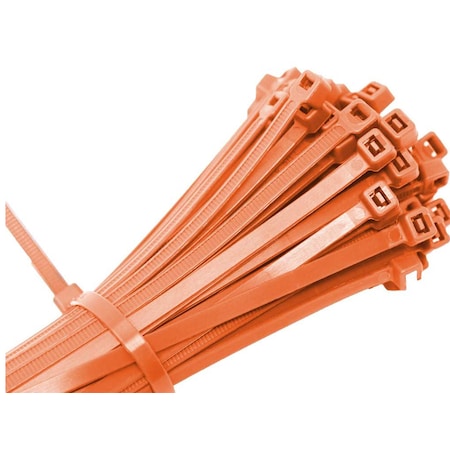 Us Cable Ties Cable Tie, 4 in L, 3/4 in Max Bundle Dia., Orange, Nylon 6/6, 18 lb Strength, 100 PK LD4OR100
